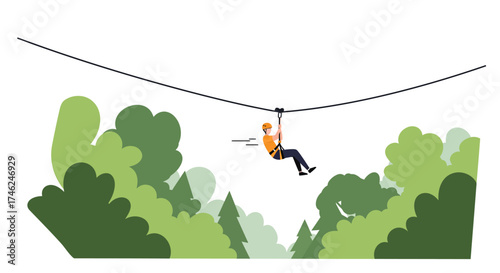 Ziplining Adventure Person Soaring Through the Forest Canopy on a Zip Line
