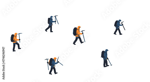 Mountaineers Ascending A Minimalist Illustration of Adventure and Determination