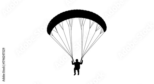 Silhouette of a Paraglider in Mid-Air Adventure Illustration