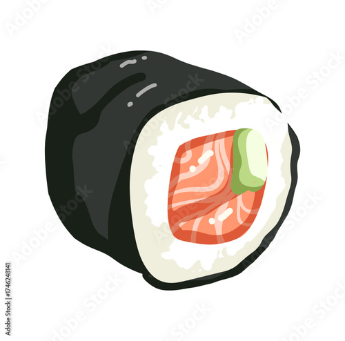 Maki Sushi Roll with Salmon and Wasabi