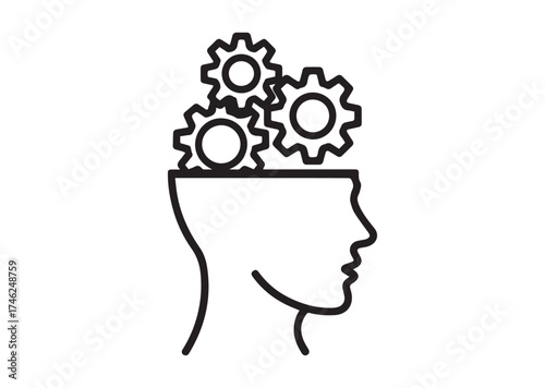 Gears in head line art vector