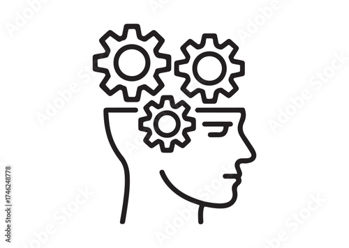Gears in head line art vector
