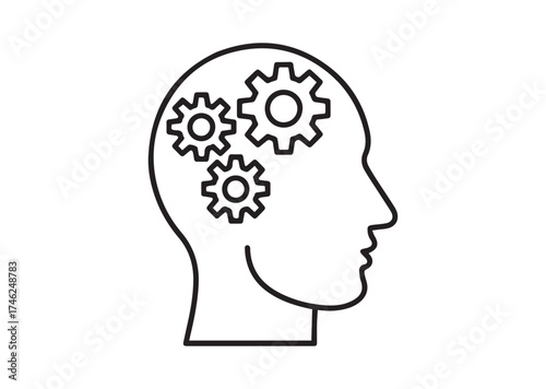 Gears in head line art vector