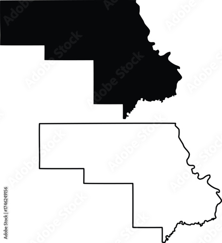Map of Morton County North Dakota USA Silhouette Flat and Outline Design