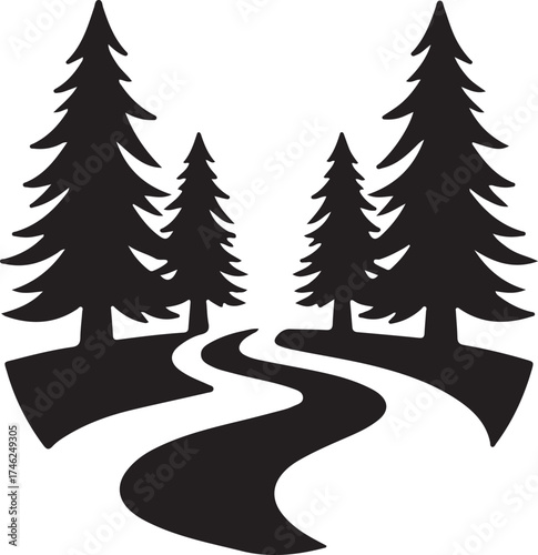 Pine Forest Road Logo Design Nature & Adventure Emblem