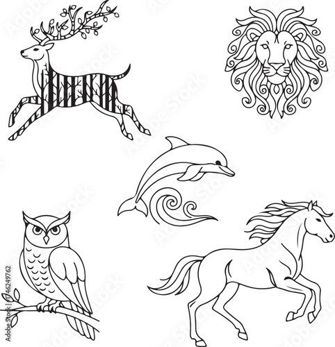 set of funny animals