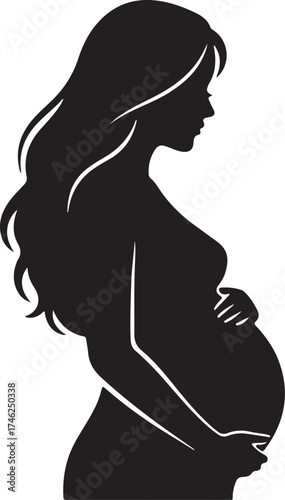 Pregnant Woman Silhouette Motherhood & Maternity Care Vector