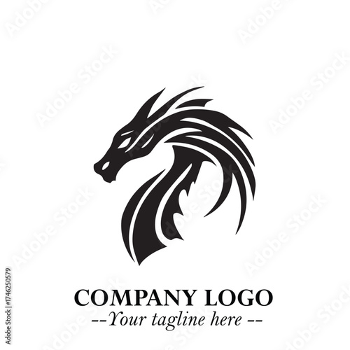 Wallpaper Mural Head of Dragon Logo Symbol Black on White Background in Bold Mythical Vector Design for Power Branding Torontodigital.ca