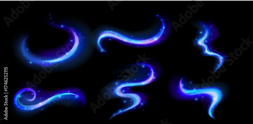 Glimmer blue ice magic wind for game cartoon winter. Whirlwind swirl effect blue ice with glimmer light.