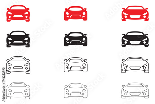 Free Download car logo icon set, sports car vector illustration, silhouette and line art - GFXLoad