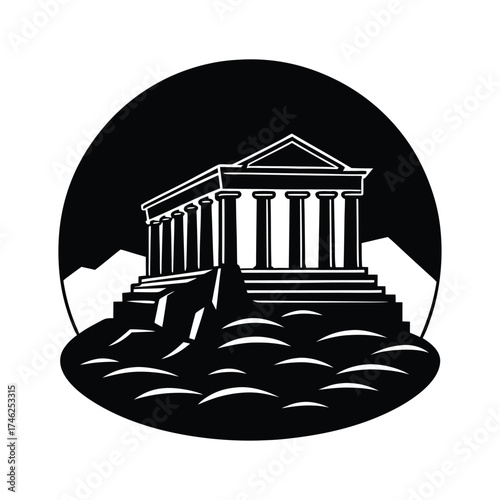 Ancient Ruins Temple Vector Illustration