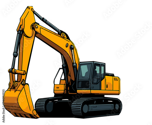 Minning yellow excavator vector image