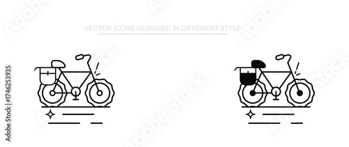 Bicycle Bag icon design with white background stock illustration