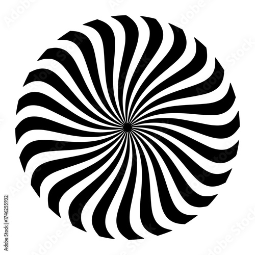 Minimalist optical illusion black and white swirl vortex hypnotic pattern background vector illustration design art vacter Vacter
