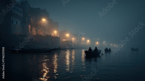 Early Morning Mist on the Ganges: Varanasi River Scene