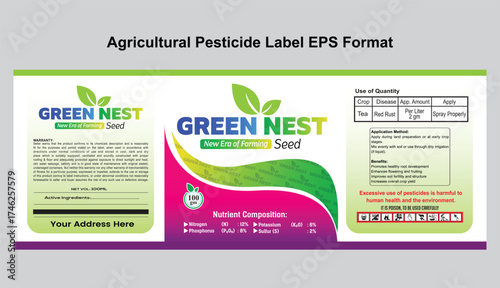 Agricultural Pesticide Bottle Label Design for Product Packaging