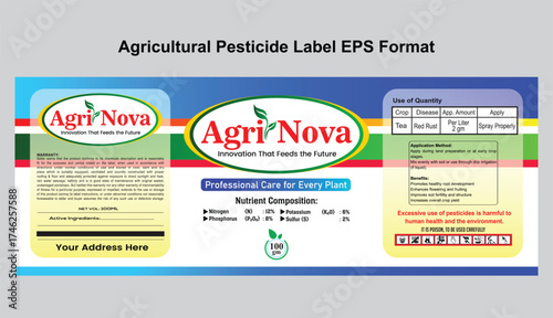Agricultural Pesticide Bottle Label Design Mockup Illustration