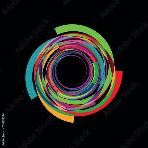 Colorful abstract swirl forming a spiral vortex shape