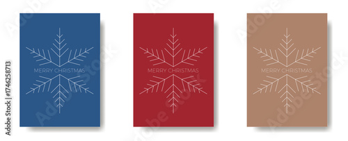 three covers card with ice crystals is wishing merry christmas.