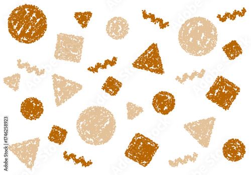 クレヨン素材　幾何学模様のポップな背景