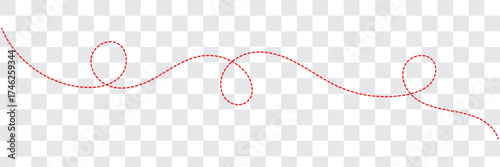 dashed hand drawn squiggle loopy line vector icon, ideal for decorative borders or accents, isolated on transparent background for flexible design use.