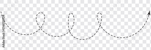 Long squiggle dashed line arrow