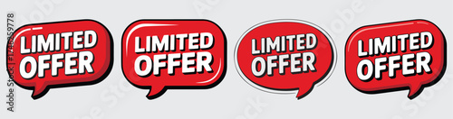 Red limited offer for promotion Sale Sticker, Red Promo Label Badge, Discount Speech Bubble Design