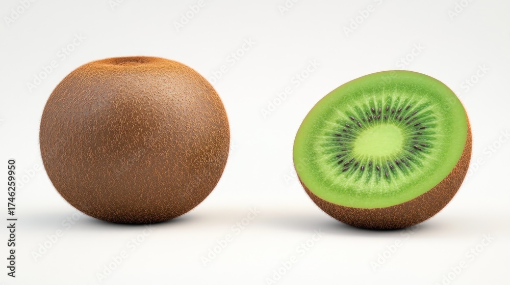 Obraz premium Whole and sliced kiwi fruit