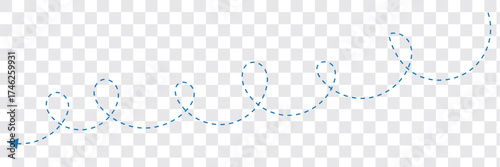 Dot line path arrow set. Curved Dashed line arrows. Wavy dotted line path Long squiggle arrow