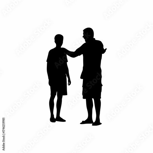 Therapist guiding client with mindfulness techniques silhouette on white background isolated on white background