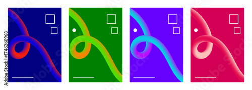 A beautiful simple 3d abstract gradient tube designs on dark backgrounds set. Business banner template background, broach, card, letter, illustration
