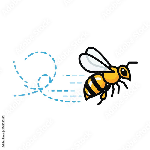 Flying Honeybee in Flight.