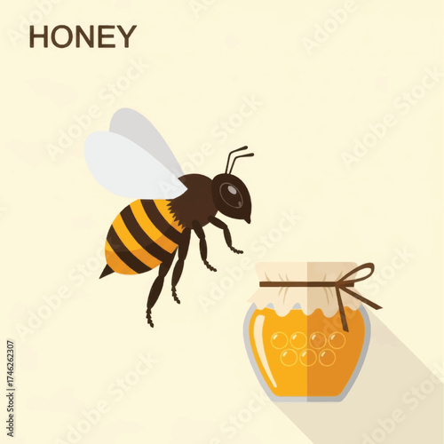 Honeybee and Honey Jar.