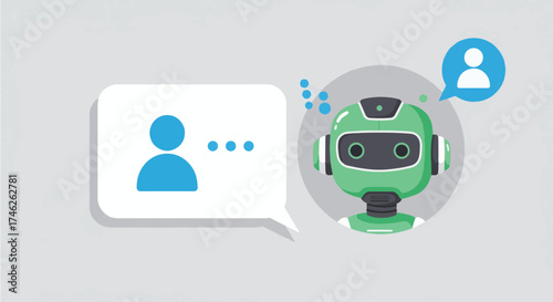 AI-powered Chatbot Assistant Engaging in Digital Communication with a User, Symbolizing Automated Customer Support, Virtual Interaction, and Modern Conversational AI