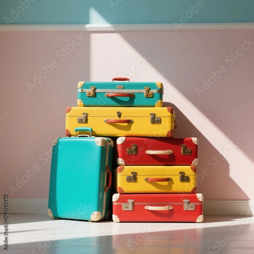bunch of old suitcase 