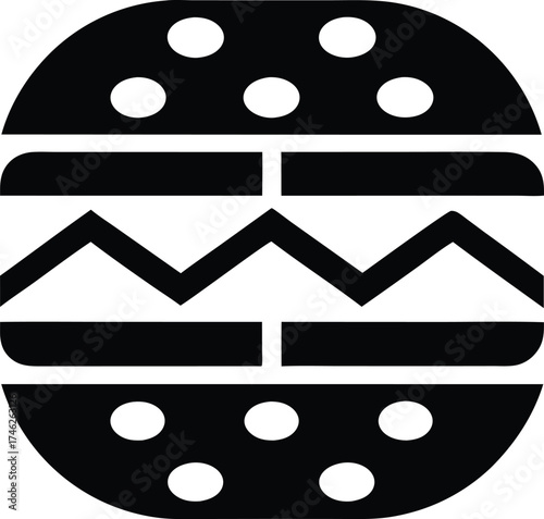 Hamburger icon with Sesame Seeds, fast food