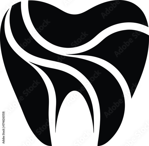 Tooth Icon with Abstract Swirls dental dentistry