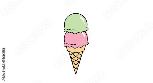 A refreshing double scoop of ice cream in a crispy cone.