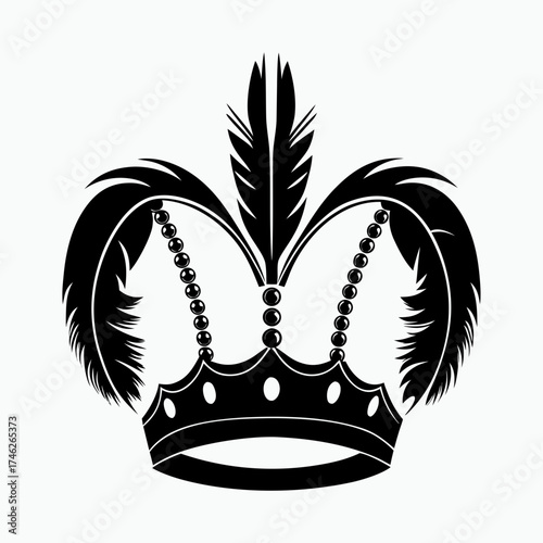 Mardi Gras crown with feathers isolated on white background  