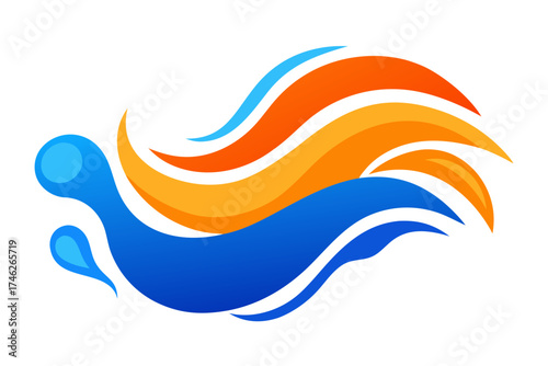 Blue and Orange Watercolor Energy Flow Abstract Art