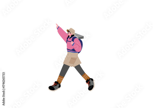 登山を楽しむ女性