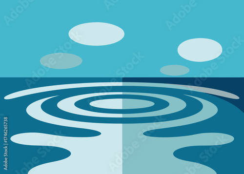 Water Ripple Reflection on Marble Floor Background