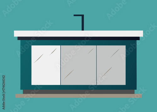 Modern Kitchen Island with Marble Countertop