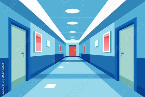 Modern Hospital Corridor with Bright Clean Lighting