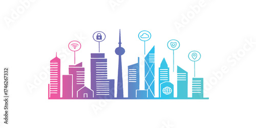 modern city skyline vector illustration
