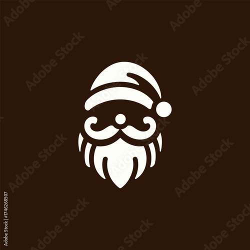 Minimalist Santa Claus Icon in Festive Silhouette