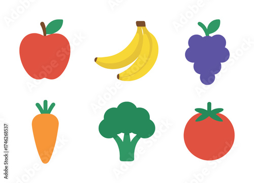 Vector Colorful collection of fruits and vegetables
