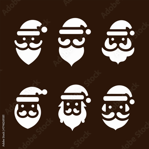 Minimalist Santa Claus Faces A Collection of Holiday