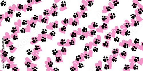 Abstract paw toe and heart pattern background for fabric print vector abstract simple