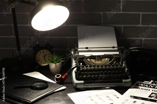 Vintage typewriter with wan...